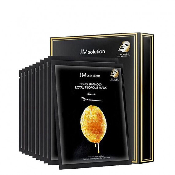 JM SOLUTION Honey Luminous Royal Propolis Mask Black 10pcs 肌司妍皇家蜂膠精華面膜 10片